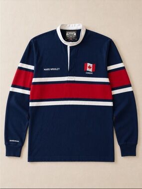 Barbarian Canada Rugby Shirt Large Mars Wrigley Long Sleeve Striped Made Canada